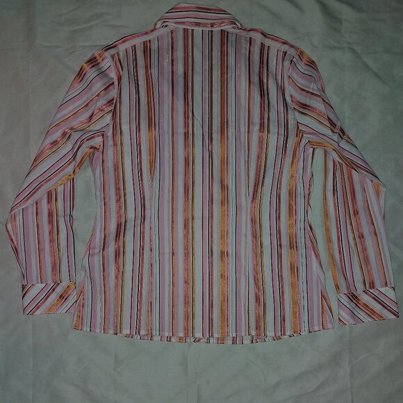 Chico's Horizontal Stripes Long Sleeve Blouse, SZ 1 - Picture 4 of 4